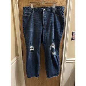 Old Navy Jeans High Rise OG Straight Women Size 22 Denim Blue Button Fly Holes